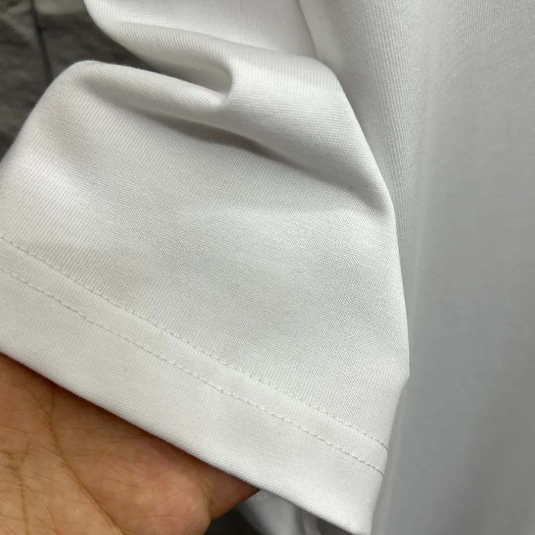🅿️180 CH*Cro Heart*2025 spring and summer new style Classic horseshoe embroidery Customized double yarn plain cotton fabric Short-sleeved T-shirt Unisex Color: Black White Size: S (90-130 catties) M (120-150 catties) L (140-165 catties) XL (160-180 catties) XXL (180-210 catties)